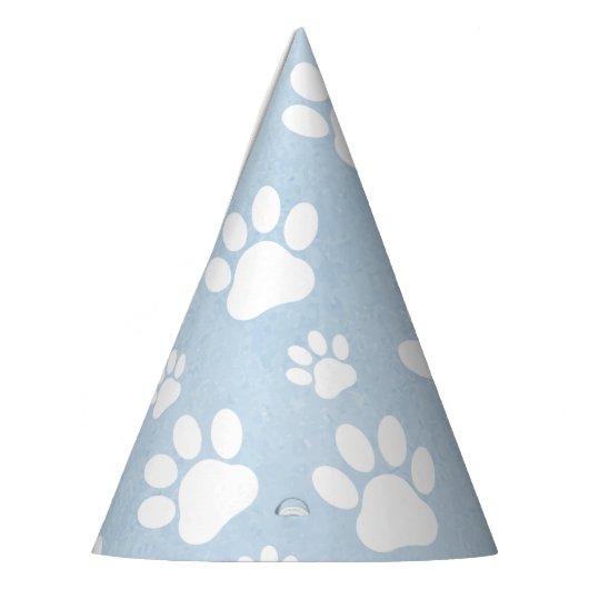 Patroon van poten, witte poten, Waterverven, blauw Feesthoedjes (Links)