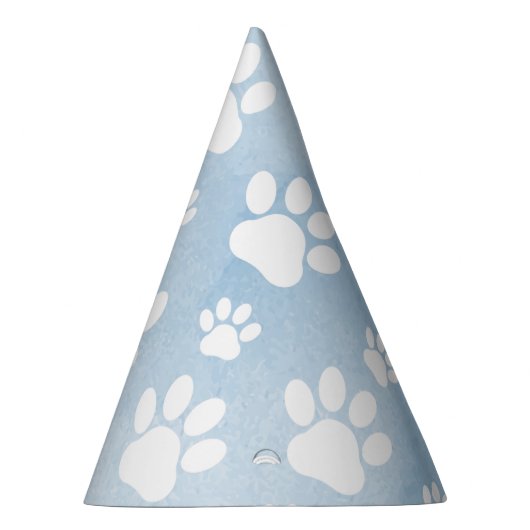 Patroon van poten, witte poten, Waterverven, blauw Feesthoedjes (Rechts)