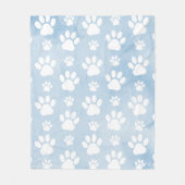 Patroon van poten, witte poten, Waterverven, blauw Fleece Deken (Voorkant)