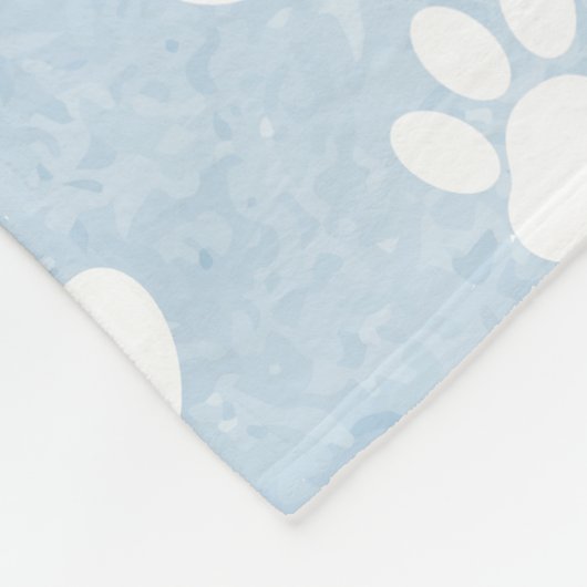 Patroon van poten, witte poten, Waterverven, blauw Fleece Deken (Hoek)