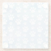 Patroon van poten, witte poten, Waterverven, blauw Glazen Onderzetter (Achterkant)