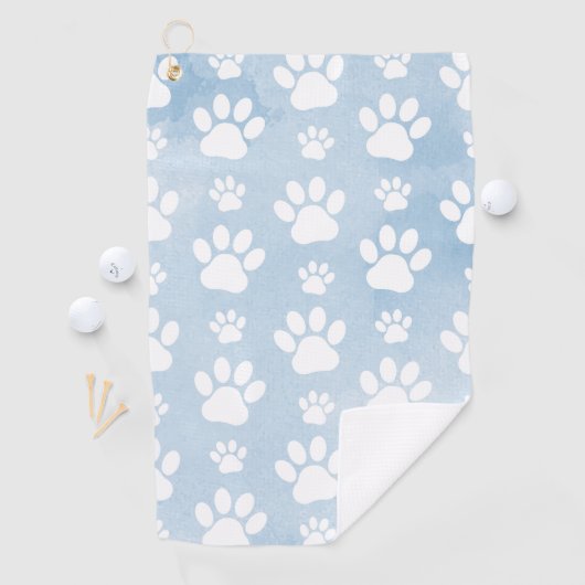 Patroon van poten, witte poten, Waterverven, blauw Golfhanddoek (Insitu)