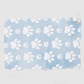 Patroon van poten, witte poten, Waterverven, blauw Golfhanddoek (Horizontaal)