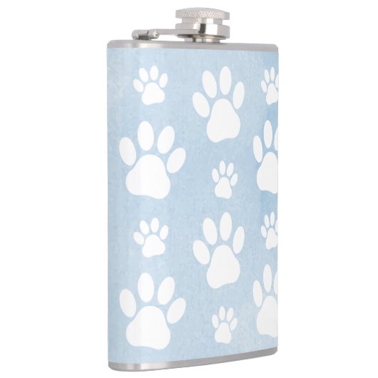 Patroon van poten, witte poten, Waterverven, blauw Heupfles (Rechts)