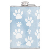 Patroon van poten, witte poten, Waterverven, blauw Heupfles (Achterkant)