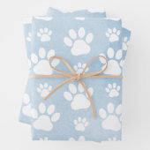 Patroon van poten, witte poten, Waterverven, blauw Inpakpapier Vel (In situ)