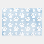 Patroon van poten, witte poten, Waterverven, blauw Inpakpapier Vel (Voorkant 3)