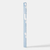 Patroon van poten, witte poten, Waterverven, blauw iPhone Hoesje (Rechterkant)