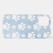 Patroon van poten, witte poten, Waterverven, blauw iPhone Hoesje (Achterkant horizontaal)