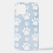 Patroon van poten, witte poten, Waterverven, blauw iPhone Hoesje (Achterkant)