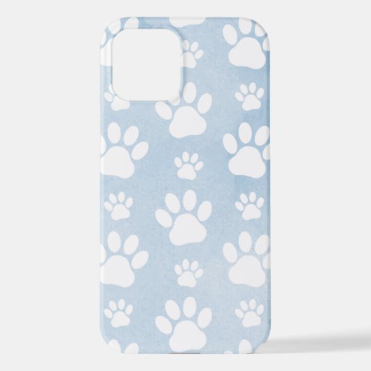 Patroon van poten, witte poten, Waterverven, blauw iPhone Hoesje (Achterkant)