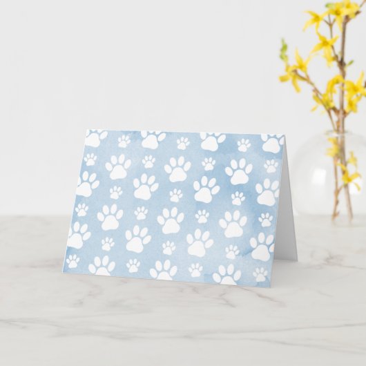 Patroon van poten, witte poten, Waterverven, blauw Kaart (Gele Bloem)