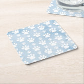 Patroon van poten, witte poten, Waterverven, blauw Kartonnen Onderzetters (Schuin)