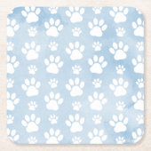 Patroon van poten, witte poten, Waterverven, blauw Kartonnen Onderzetters (Voorkant)