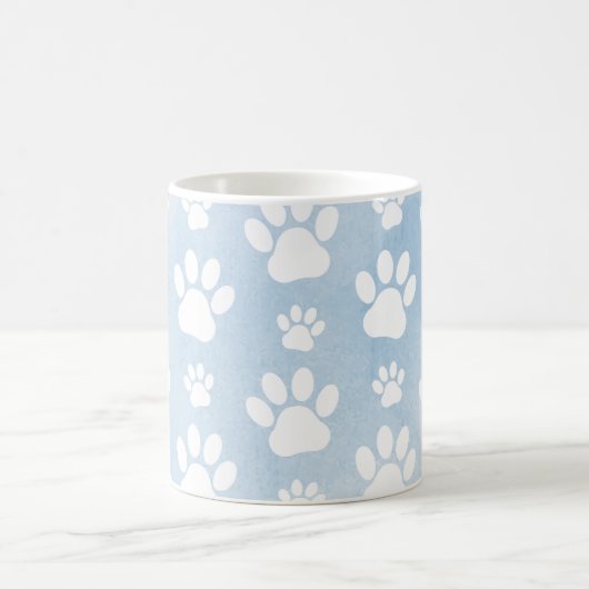 Patroon van poten, witte poten, Waterverven, blauw Koffiemok (Center)