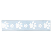 Patroon van poten, witte poten, Waterverven, blauw Korte Tafelloper (Horizontaal)