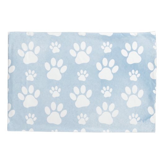 Patroon van poten, witte poten, Waterverven, blauw Kussensloop (Achterkant)