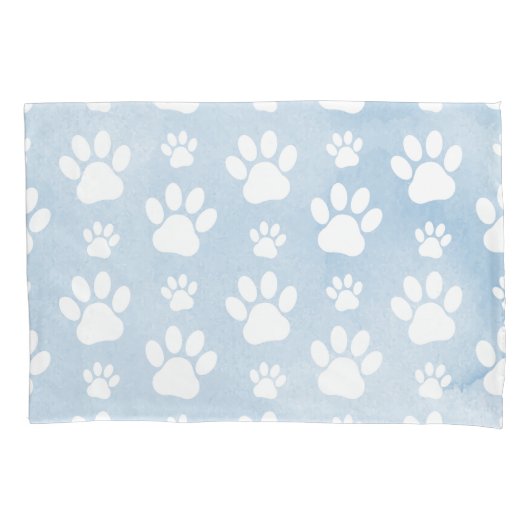 Patroon van poten, witte poten, Waterverven, blauw Kussensloop (Voorkant)