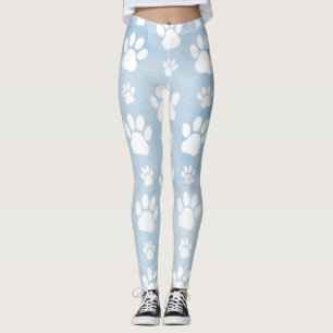 Patroon van poten, witte poten, Waterverven, blauw Leggings