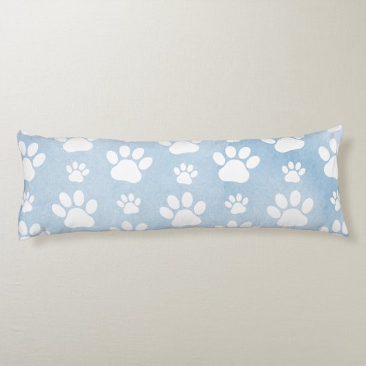 Patroon van poten, witte poten, Waterverven, blauw Lichaamskussen (Achterkant)