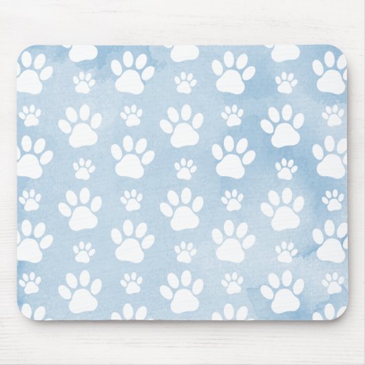 Patroon van poten, witte poten, Waterverven, blauw Muismat (Voorkant)