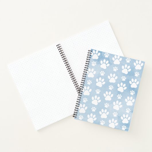 Patroon van poten, witte poten, Waterverven, blauw Notitieboek (Binnen)