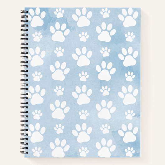 Patroon van poten, witte poten, Waterverven, blauw Notitieboek (Voorkant)