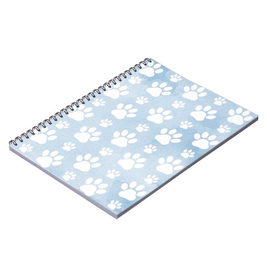 Patroon van poten, witte poten, Waterverven, blauw Notitieboek (Linkerzijde)