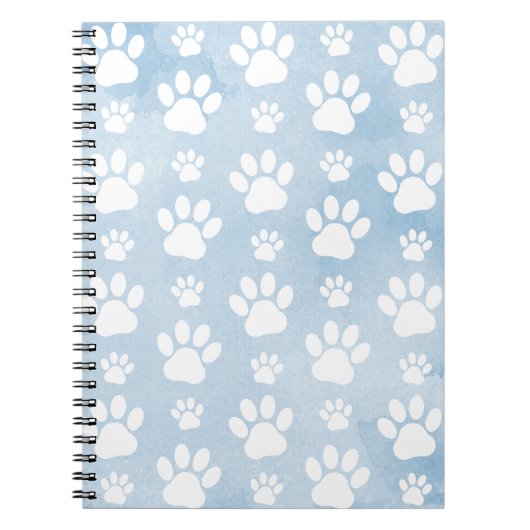 Patroon van poten, witte poten, Waterverven, blauw Notitieboek (Voorkant)