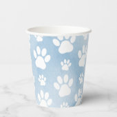 Patroon van poten, witte poten, Waterverven, blauw Papieren Bekers (Achterkant)