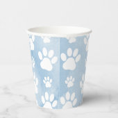 Patroon van poten, witte poten, Waterverven, blauw Papieren Bekers (Rechts)