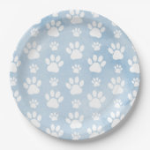 Patroon van poten, witte poten, Waterverven, blauw Papieren Bordje (Voorkant)