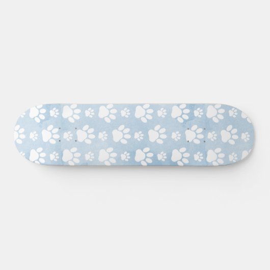 Patroon van poten, witte poten, Waterverven, blauw Persoonlijk Skateboard (Horizontaal)