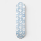 Patroon van poten, witte poten, Waterverven, blauw Persoonlijk Skateboard (Voorkant)