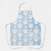 Patroon van poten, witte poten, Waterverven, blauw Schort (Voorkant)