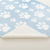 Patroon van poten, witte poten, Waterverven, blauw Sherpa Deken (3/4)