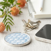 Patroon van poten, witte poten, Waterverven, blauw Sleutelhanger (Zijkant)