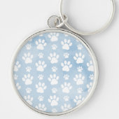 Patroon van poten, witte poten, Waterverven, blauw Sleutelhanger (Voorkant)