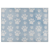 Patroon van poten, witte poten, Waterverven, blauw Snijplank (Voorkant)