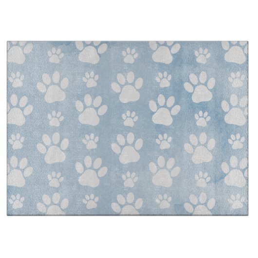 Patroon van poten, witte poten, Waterverven, blauw Snijplank (Voorkant)