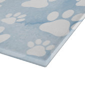 Patroon van poten, witte poten, Waterverven, blauw Snijplank (Hoek)