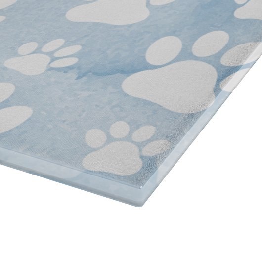 Patroon van poten, witte poten, Waterverven, blauw Snijplank (Hoek)