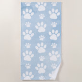 Patroon van poten, witte poten, Waterverven, blauw Strandlaken (Voorkant)