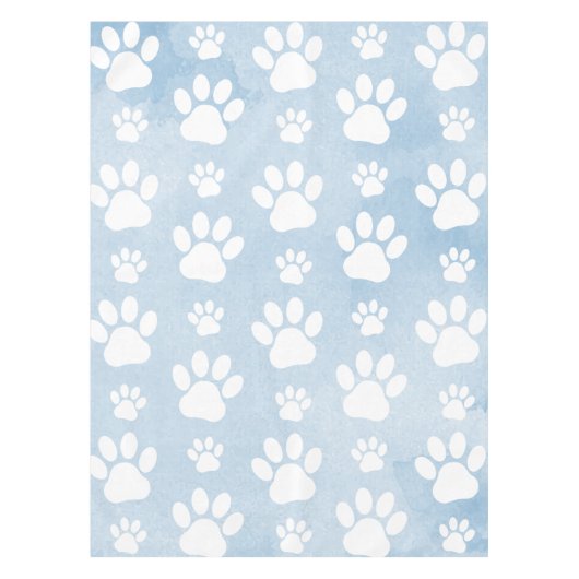 Patroon van poten, witte poten, Waterverven, blauw Tafelkleed (Voorkant)