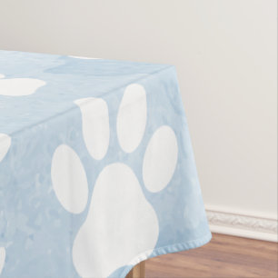 Patroon van poten, witte poten, Waterverven, blauw Tafelkleed