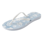 Patroon van poten, witte poten, Waterverven, blauw Teenslippers (Schuin)