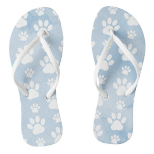 Patroon van poten, witte poten, Waterverven, blauw Teenslippers