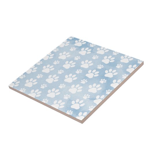 Patroon van poten, witte poten, Waterverven, blauw Tegeltje (Zijkant)