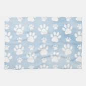 Patroon van poten, witte poten, Waterverven, blauw Theedoek (Horizontaal)