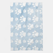 Patroon van poten, witte poten, Waterverven, blauw Theedoek (Verticaal)